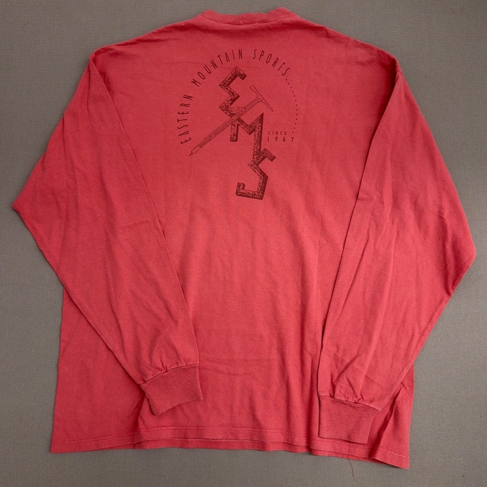 Eastern Mountain Sports EMS Mens Long Sleeve T-Shirt Red Graphic USA Made Large